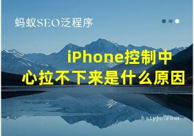 iPhone控制中心拉不下来是什么原因