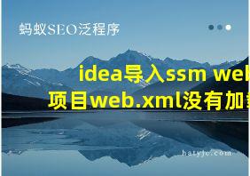 idea导入ssm web项目web.xml没有加载