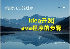 idea开发java程序的步骤