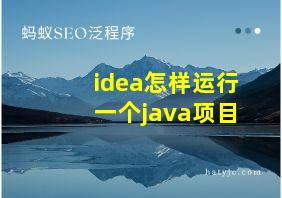 idea怎样运行一个java项目