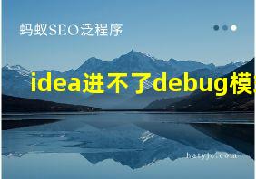 idea进不了debug模式