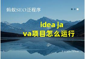 idea java项目怎么运行