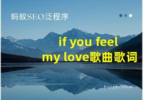 if you feel my love歌曲歌词