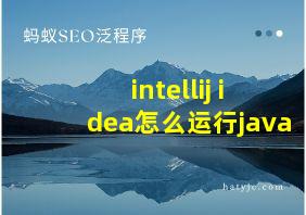 intellij idea怎么运行java