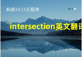 intersection英文翻译