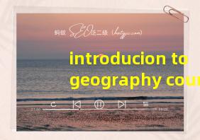 introducion to geography course