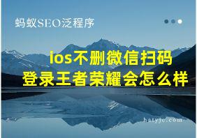 ios不删微信扫码登录王者荣耀会怎么样