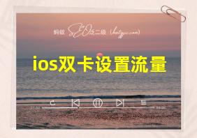 ios双卡设置流量