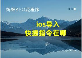 ios导入快捷指令在哪