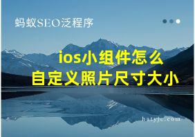 ios小组件怎么自定义照片尺寸大小