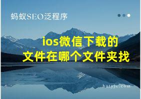 ios微信下载的文件在哪个文件夹找