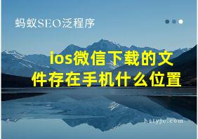 ios微信下载的文件存在手机什么位置