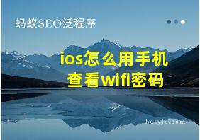 ios怎么用手机查看wifi密码