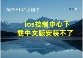 ios控制中心下载中文版安装不了