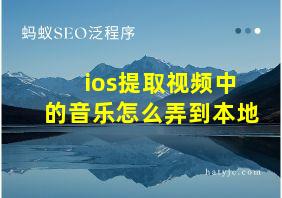 ios提取视频中的音乐怎么弄到本地