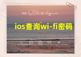 ios查询wi-fi密码