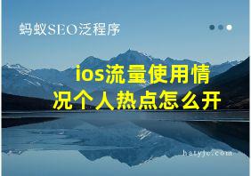 ios流量使用情况个人热点怎么开