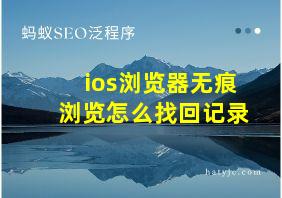 ios浏览器无痕浏览怎么找回记录