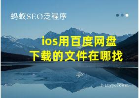 ios用百度网盘下载的文件在哪找