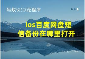 ios百度网盘短信备份在哪里打开