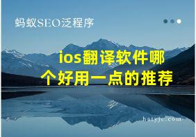 ios翻译软件哪个好用一点的推荐