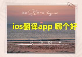 ios翻译app 哪个好