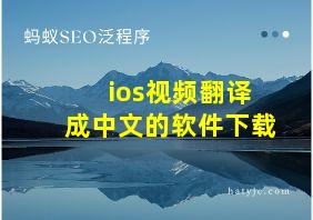 ios视频翻译成中文的软件下载