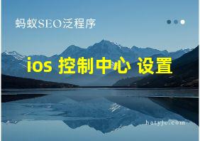 ios 控制中心 设置