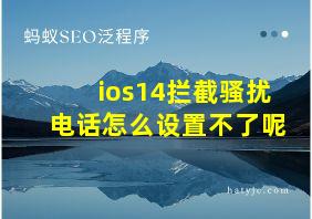 ios14拦截骚扰电话怎么设置不了呢