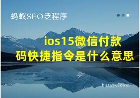 ios15微信付款码快捷指令是什么意思