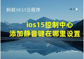 ios15控制中心添加静音键在哪里设置