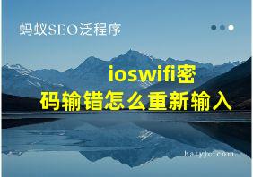 ioswifi密码输错怎么重新输入