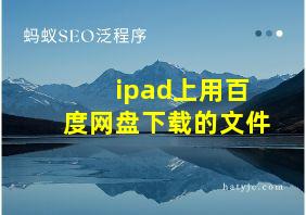 ipad上用百度网盘下载的文件