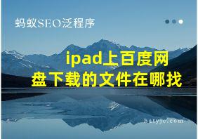 ipad上百度网盘下载的文件在哪找