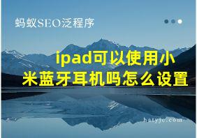 ipad可以使用小米蓝牙耳机吗怎么设置