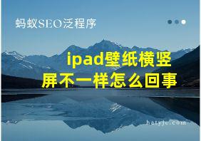 ipad壁纸横竖屏不一样怎么回事