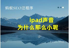 ipad声音为什么那么小呢