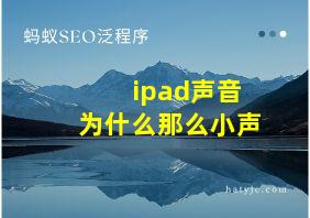 ipad声音为什么那么小声