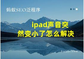 ipad声音突然变小了怎么解决