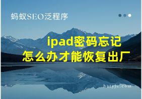 ipad密码忘记怎么办才能恢复出厂