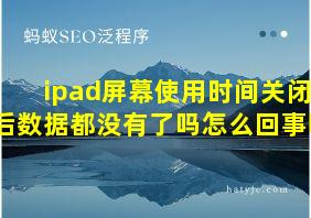 ipad屏幕使用时间关闭后数据都没有了吗怎么回事啊