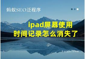 ipad屏幕使用时间记录怎么消失了