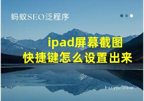 ipad屏幕截图快捷键怎么设置出来