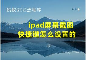 ipad屏幕截图快捷键怎么设置的