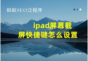 ipad屏幕截屏快捷键怎么设置