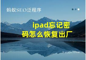 ipad忘记密码怎么恢复出厂