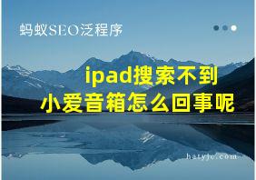 ipad搜索不到小爱音箱怎么回事呢