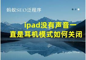 ipad没有声音一直是耳机模式如何关闭