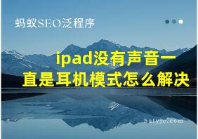 ipad没有声音一直是耳机模式怎么解决