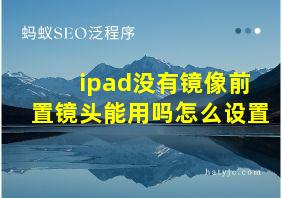 ipad没有镜像前置镜头能用吗怎么设置